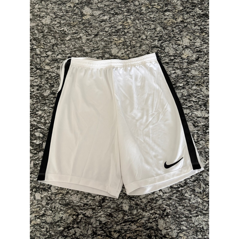 Nike Dri-FIT Soccer Shorts White Black Mens Large Athletic Training Gym